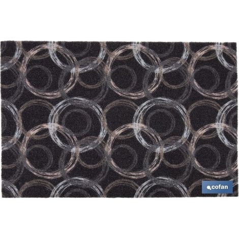Fußmatte für den Eingangsbereich mit Kreisdesign in dunklen Tönen, 50 x 70 cm, aus Polyester und PVC mit rutschfester Unterseite