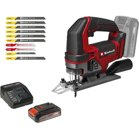 EINHELL POWER X-CHANGE CORDLESS JIGSAW TE-JS 18/100 LI, 18 VOLT RED/BLACK, LI-ION BATTERY 2.5 AH (1/5)