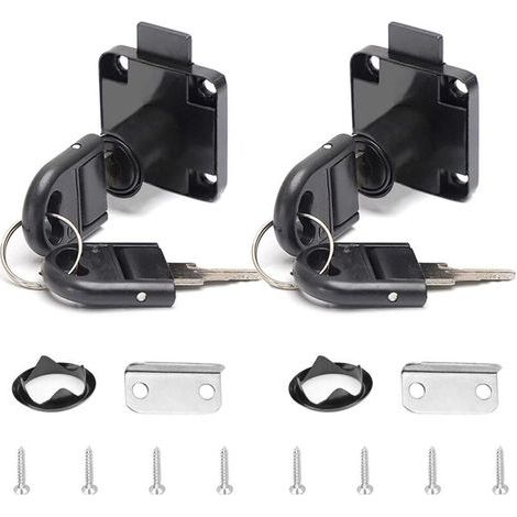 2 Pieces Black Office Drawer Lock Alloy Lock with 4 Keys Furniture Cylinder Lock for Office Mailbox Drawer Cupboard (1/5)