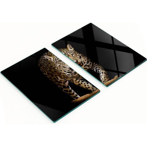 Taglieri da cucina decorativi in vetro con grafica di giaguaro, 2x40x52 cm (1/5)