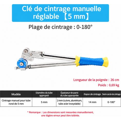 Cintreuse manuelle de tubes cuivre aluminium inox 180° modèle amélioré 5 100 kN acier inoxydable 5 100kn 10 × 10 × 10 cm 1 g – Livraison gratuite