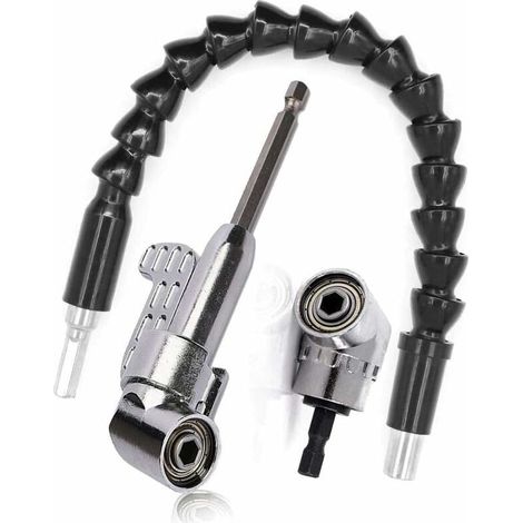Broca de ángulo recto y kit de extensión de ángulo flexible, punta de destornillador de ángulo recto de 105 grados con vástago hexagonal de 1/4" para taladro (1/5)