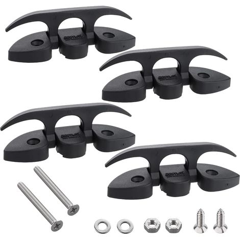 Folding wedges, lift-up base wedges with long and short screws. Marine-grade nylon, black, 2 holes.