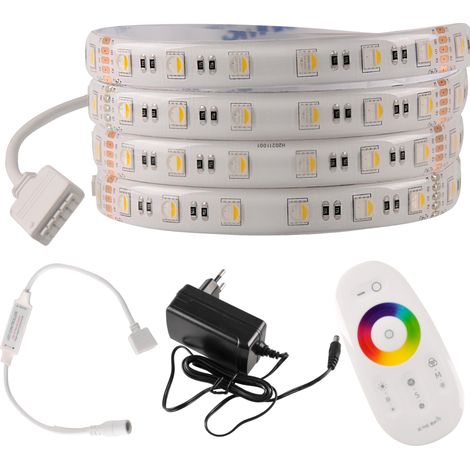 Kit striscia LED 3m 24V RGB+4000K IP65 telecomando Polux (1/5)