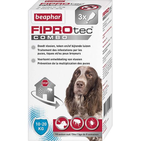 Pipettes Antiparasitaire Fiprotec Combo pour chiens Désignation : Fiprotect Combo moyens chiens (10-20 kg) Beaphar 15107 (1/4)