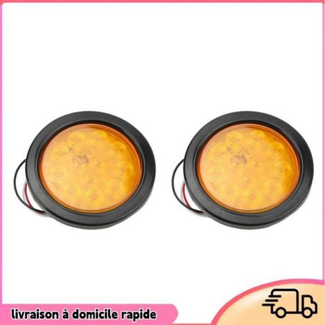 Feux Arrière Remorque - LED Rond 12 Unités - Jaune Ambre - 10-30 V - Pour Remorque Tracteur Coffre Travail - 2 Pièces (1/5)