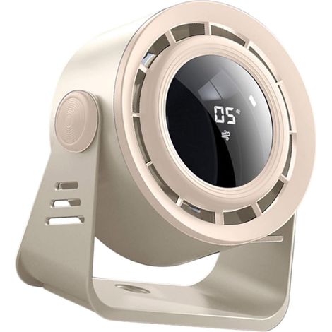 Petit ventilateur de refroidissement à affichage numérique pratique avec 5 vitesses réglables - Convient pour un bureau d'intérieur et un montage mural (1/2)