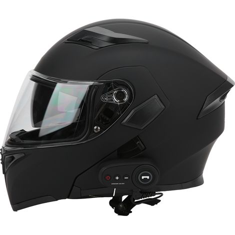 Casque de moto électrique Bluetooth avec radio FM Continuation 902K10, aileron arrière noir mat, accessoire moto XXL (1/5)