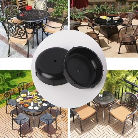 Embouts de pieds de meubles de jardin en fer forgé (lot de 32, noirs) – Embouts de pieds de chaise d'extérieur ronds en plastique de 3,8 cm, pieds de rechange pour meubles de jardin (1/4)