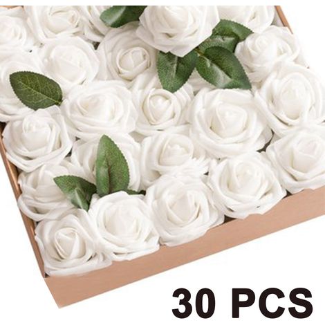 Fleurs artificielles en mousse, 25/30 roses bulles avec tige, pour compositions florales de mariage, centres de table, bouquets et décorations de fête à faire soi-même.
