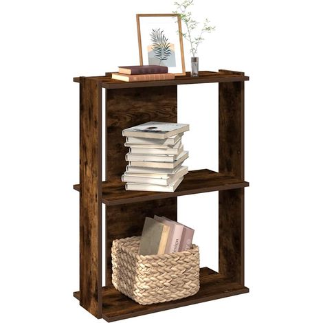 Bücherregal 3 Böden Räuchereiche 60x30x80 cm Holzwerkstoff