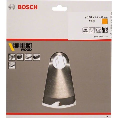 BOSCH DISCO SIERRA CONSTRUCT  WOOD 190 X 2.6 X 30D: 12FWF (1/4)