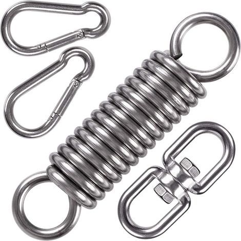 Crochets de Sac de Boxe Acier Inoxydable, Hamac Balançoire Ressort Kit Suspendu, Crochets de Suspendu Pivotants avec 2 Mousquetons Ressort pour Chaise Suspendue, Balançoires, Sac Lourd (1/5)