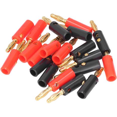 20pcs fiche de cble de haut-parleur banane 4mm plaqué or type à vis ouvert pour système audio de voiture (1/5)