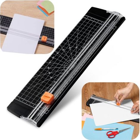 Taglierina per carta, taglierina per foto, taglierina per biglietti, taglierina manuale per carta, strumento per hobby, taglio bidirezionale con scala graduata per carta kraft, foto, biglietti (1/5)