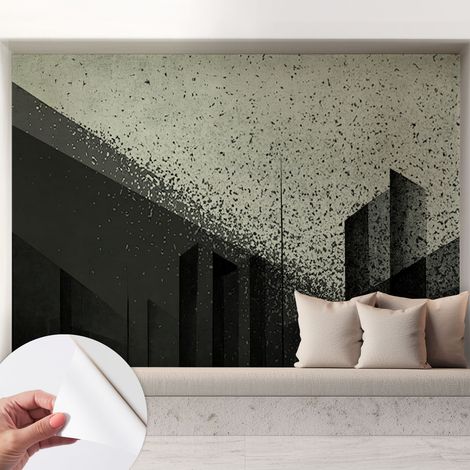 Tapete adhésive moderne pour salon et chambre à coucher Décoration rapide avec colle Géométrie urbaine 208x146 cm (1/5)