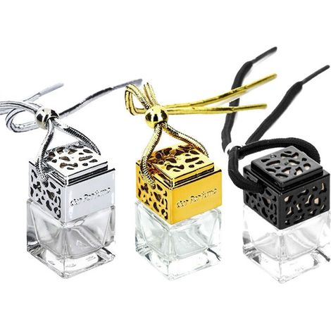 3 pièces diffuseur de parfum suspendu pour voiture, bouteille en verre vide rechargeable, désodorisant à parfum, flacon vide pour voiture (1/5)