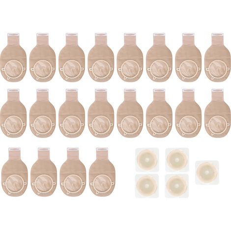 Sac de Colostomie Drainable 2 Pièces pour Soins de Stomie Iléostomie avec 20 Poches et 5 Barrières de Protection (1/5)