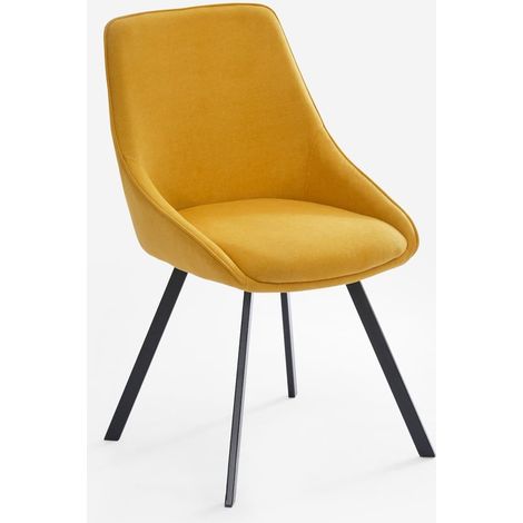 Stuhl drehbar für Esszimmer modernes Design aus Stoff Navya - Gelb