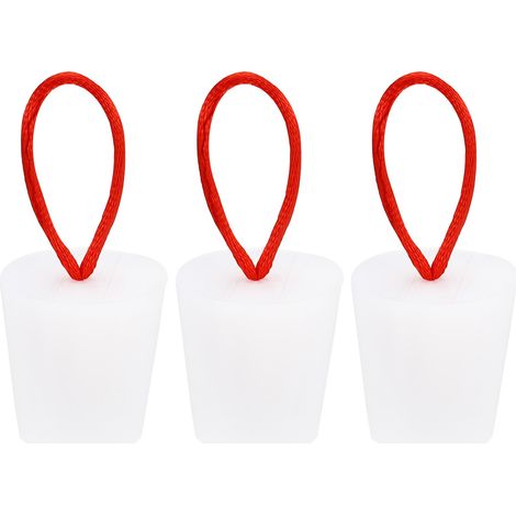 Caoutchouc Conique Bouchon 21 à 28mm Solide Baignoire Bonde Bouchon avec Poignée pour Test Tubes, Eau Tuyau, Drainage Trou, Blanc 3 Pièces (1/5)