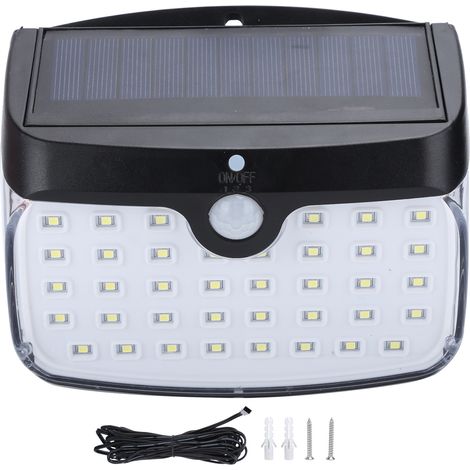 GY003-1 Applique murale solaire étanche à 50 LED, éclairage extérieur avec détecteur de mouvement amovible (1/4)