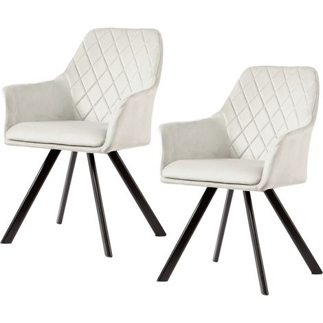 SVITA MASON Lot de 2 chaises de salle à manger avec accoudoirs Chaise rembourrée Chaise de cuisine Chaise de salon Pieds en métal beige (1/5)