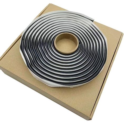 Ruban Butyle, Mastic en Bande pour Camping Car, Ruban Mastic Rond en Caoutchouc Butyle avec Boîte 9,5 mm De Diamètre X 4 m Noir