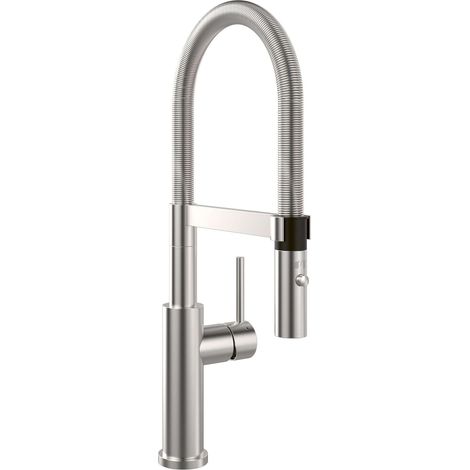 Villeroy & Boch Steel Expert 2.0 - Miscelatore da lavello con braccio di erogazione flessibile e doccetta estraibile, acciaio inox 928000LC (1/5)