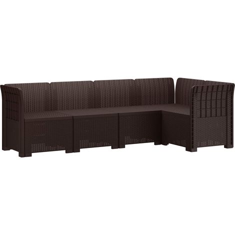 5-Seater Garden Sofa Rattan Look PP Brown vidaXL (1/5)