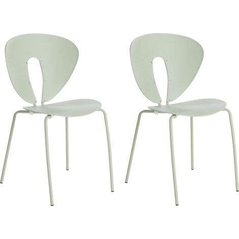 Set di 2 sedie da pranzo impilabili con sedile in plastica senza braccioli verde Tracy