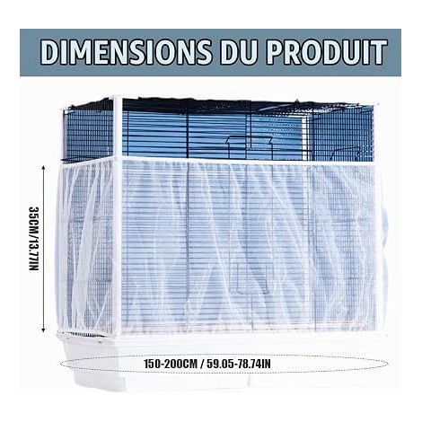 Cage à oiseaux réglable, housse de protection en maille, jupe de cage à perroquet, attrape-graines de plumes, filet à perroquet en maille de nylon, jupe de protection de cage ronde et carrée (1/4)