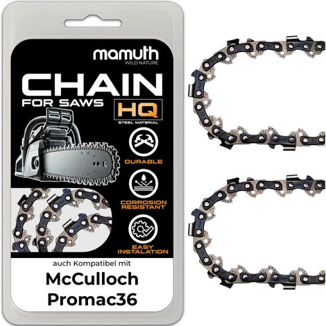 2x Chaîne de tronçonneuse 30cm 1,3mm 3/8" 45 TG pour McCulloch Promac36 (1/4)