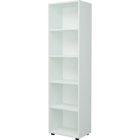 Bibliothèque design pour salon étagère style original à 5 niveaux 178 x 49 x 30 cm blanc (1/2)