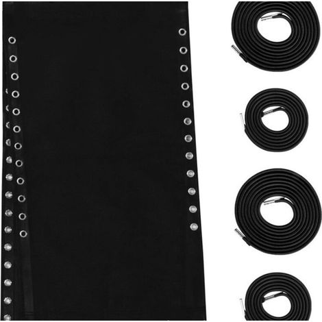 Toile de rechange universelle pour chaise longue, durable et respirante, pour chaises longues de jardin, avec jeu de cordes, 43 x 160 cm, noir (1/5)