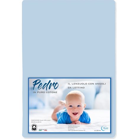 LENZUOLO angoli PEDRO per lettino BAMBINO TUTTI I COLORI Azzurro (1/3)