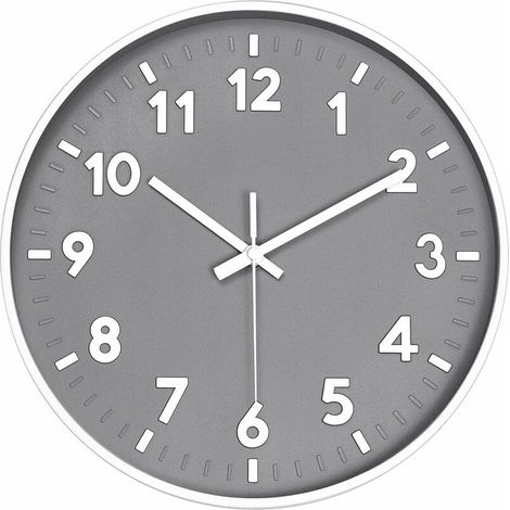 royaluxe - Horloge murale moderne, horloges murales à piles à quartz sans tic-tac numéro 4D de 12 pouces, cadran coloré et brillant, horloge décorative de style simple, facile à lire (gris) (1/5)