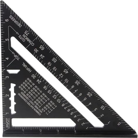 Outil Mesure Bois Speed Square, Équerre de Menuisier en alliage d'aluminium, Haute Précision, Outil Multifonction Pour Traçage Guidage Menuiserie Bois, 7 Pouces Métrique (1/4)