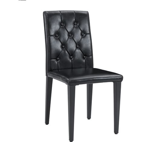 Ensemble table ronde en verre et 4 chaises, plateau trempé Ø 85 cm, sièges capitonnés noirs pour salle à manger (1/5)