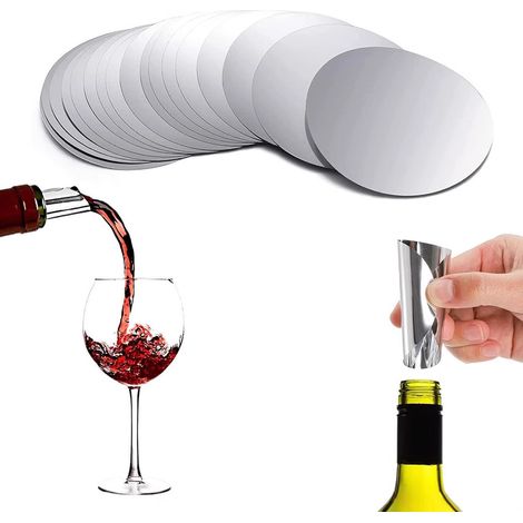 Lot de 100 coussinets anti-gouttes réutilisables pour verser le vin ou les spiritueux sans en renverser. (1/4)