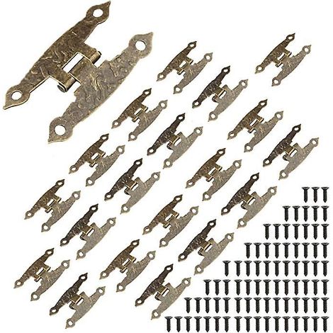 20 antike Scharniere, dekorative Scharniere, Schrankscharniere für Schränke, Schranktüren, Truhen, Kisten, Konservendosen, Beschläge im Retro-Stil mit Schraubverschluss (1/5)