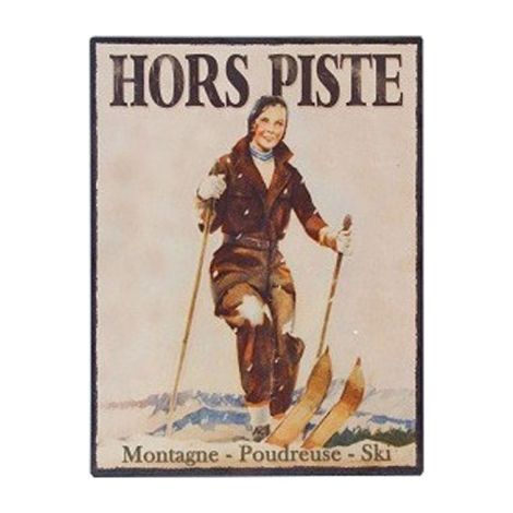 Plaque Décorative Murale Ski en Métal Décoration Chalet - Hors Piste