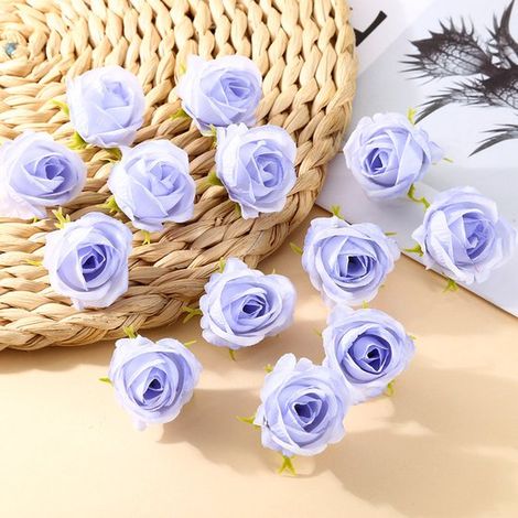 Paquete de 11 cabezas de rosas artificiales，Flores de seda / Flores artificiales，Ideales para coronas caseras，accesorios florales para el cabello (1/5)