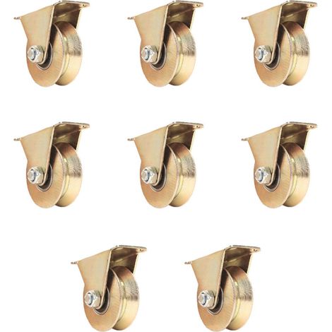 SABIR Lot de 8 Poulie de levage - Roulette de levage en V- Forte capacité de charge - En acier épais - Silencieuse - Revêtement de peinture inoxydable - Pour cordes machines industrielles (1/5)