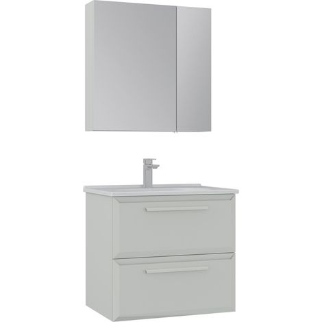 Set mobile lavabo con specchio (2 pezzi) "Nuvola 65 v2" - 65 x 50 x 62 cm - Cashmere (1/3)