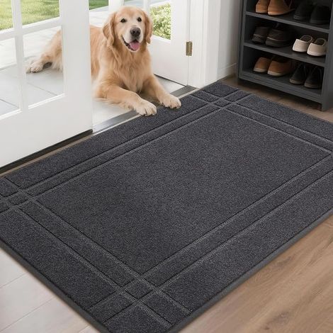 Anti-Dirt Mat for Indoor 80 x 120 cm, Non-Slip Floor Mat, Machine Washable, Welcome Mat, Dog Floor Mat, Entrance, Entrance Door and Hallway, Dark Grey (1/5)