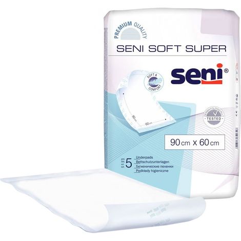 Alèse absorbante 90 cm x 60 cm Seni Soft Super, lot de 5 (1/3)