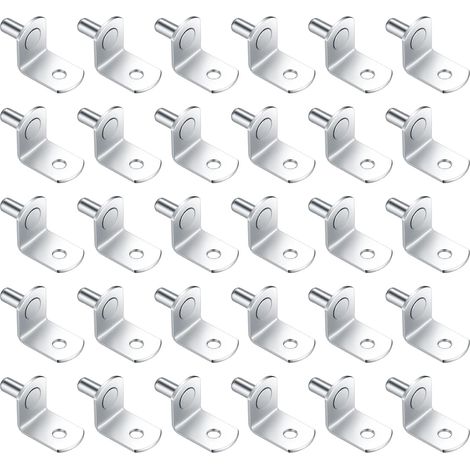30 Pièces Chevilles de Support d'Étagère Métal, 5mm L Forme Support Équerre pour Meuble Armoire Placard Bibliothèque (1/5)