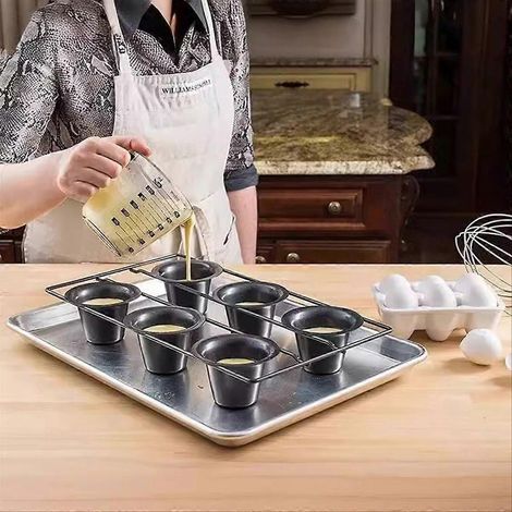 Antihaftbeschichtete Popover-Form mit 6 Mulden für Muffins, Cupcakes und Puddings, Backblech aus Stahl, ideal für hausgemachtes Gebäck (1/5)