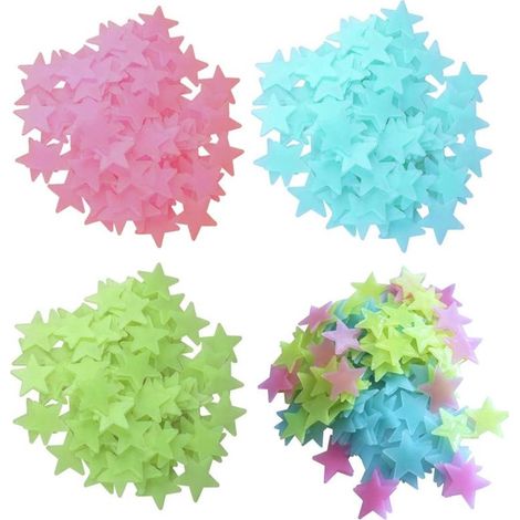 400 selbstklebende, phosphoreszierende Wandaufkleber aus Kunststoff, leuchtende Sterne, 3 cm, für Kinderzimmer (1/5)