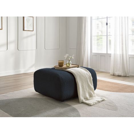 BOBOCHIC - Pouf TALIA tissu bouclette Bleu foncé (1/5)